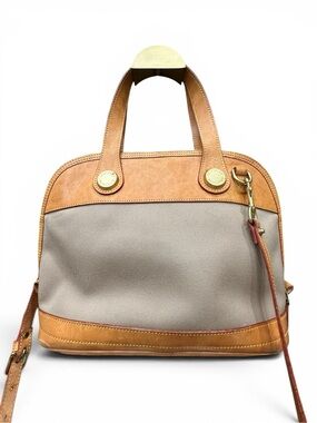 Vintage Dooney & Bourke Cabriolet USA Canvas & Leather Satchel Crossbody Bag